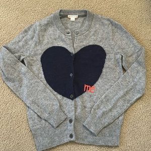 Crewcuts wool cardigan with embroidery and heart detail